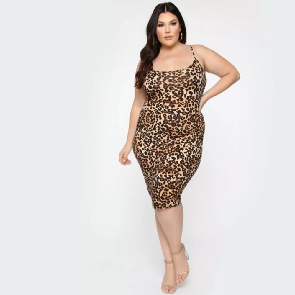 NEW Fashion Nova Curve Leopard Bodycon Dress - Picture 1 of 4